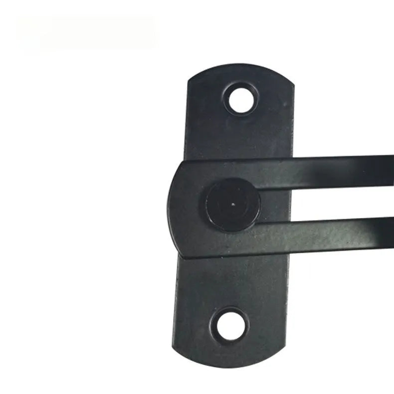 90-degree black carbon steel sliding door lock with flat stainless steel shackle for warehouse and barn doors
