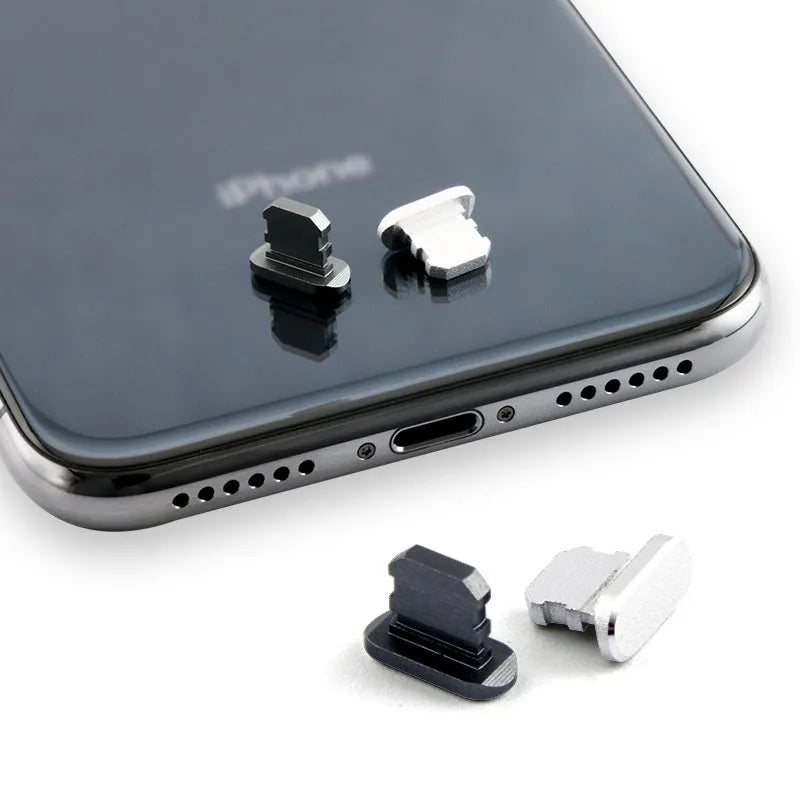 Aluminium alloy iPhone charging port dust plug in various colours for models X, XR, Max, 8, 7, 6, S, Plus