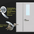 Stainless steel push lock with external handle for fire safety doors up to 65cm wide