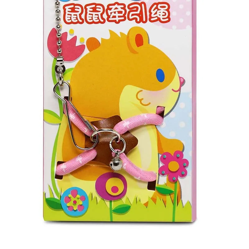 Hamster hand holding rope anti-bite in light blue or pink with one traction rope included