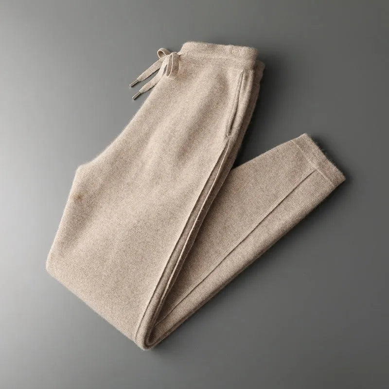 Four flat split thickening wear-resistant casual pants, straight leg mid waist, cashmere, camel light gray dark camel gray blue