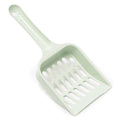 Blue plastic cat litter scoop showing 20cm length and 9cm width dimensions for cleaning litter trays