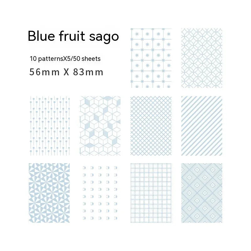 Retro collage material note paper set with 50 pieces in dessert colours like Red Plum Cheese, 56x83mm size