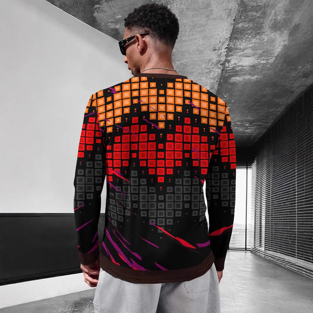 Man wearing a simple long sleeve milk silk pullover in a casual colour.
