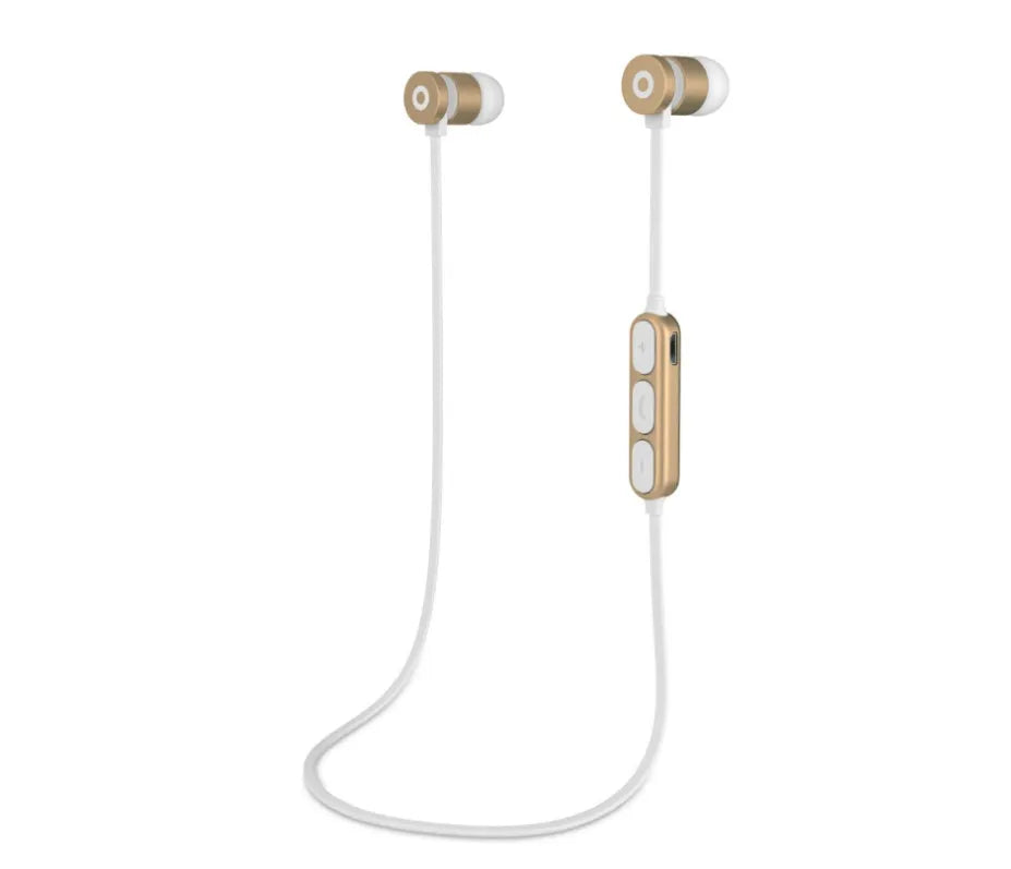 Black wireless sports Bluetooth headset with neckband design and magnetic in-ear earpieces