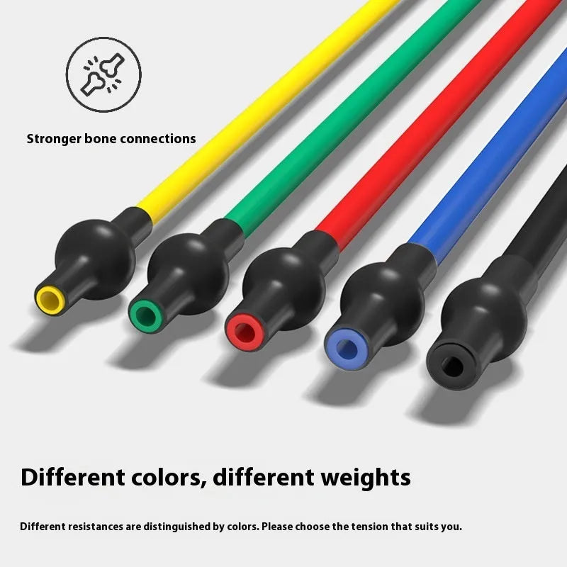 Adjustable chest expander with TPE tension ropes in five colours representing 10LB to 30LB resistance levels