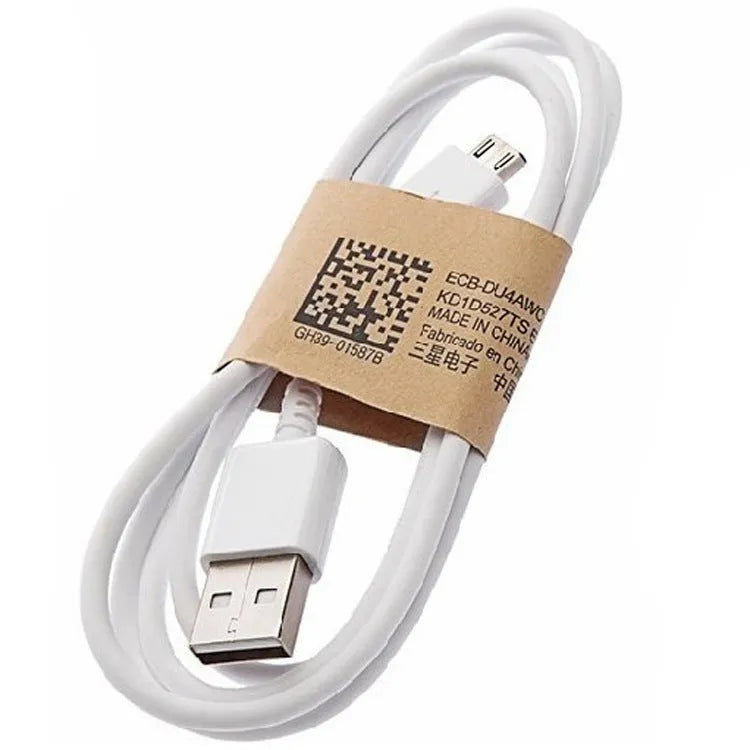 Black and white Android Micro USB data cable with 1 metre length for phone charging and data transfer.