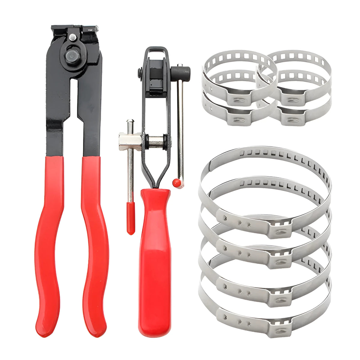 Cage plier and cutting plier set with eight hose clamps for single ear infinite clamp car maintenance