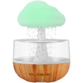 White cloud-shaped USB humidifier with 400ml tank, 7-colour LED light, and aromatherapy diffuser on a desk