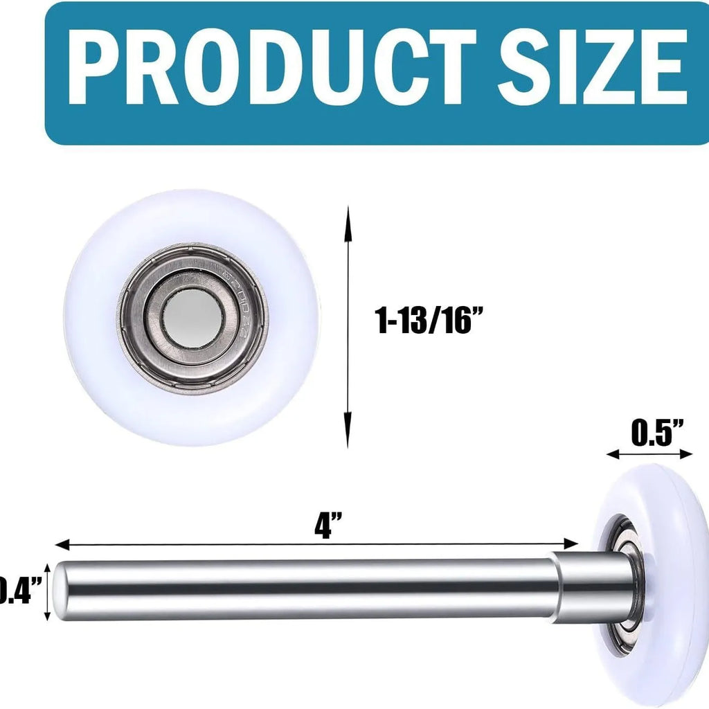White steel garage door rollers and two handle winding strips for garage door maintenance