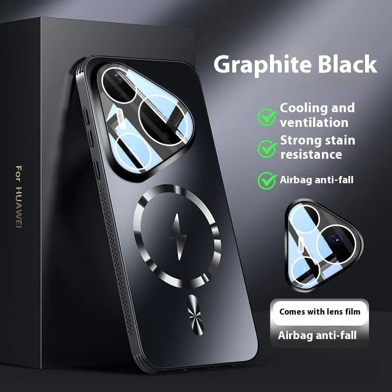 Magnetic belt lens protector phone case for Huawei Pura70 Pura80 in solid colours