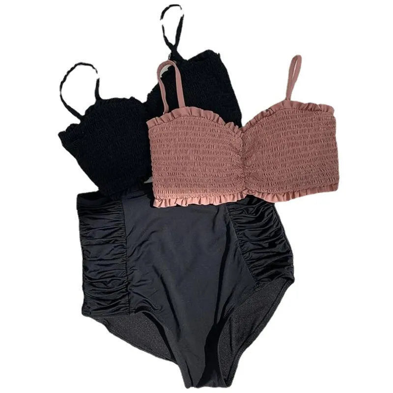 Women's cameo brown retro high waist bikini briefs on a mannequin