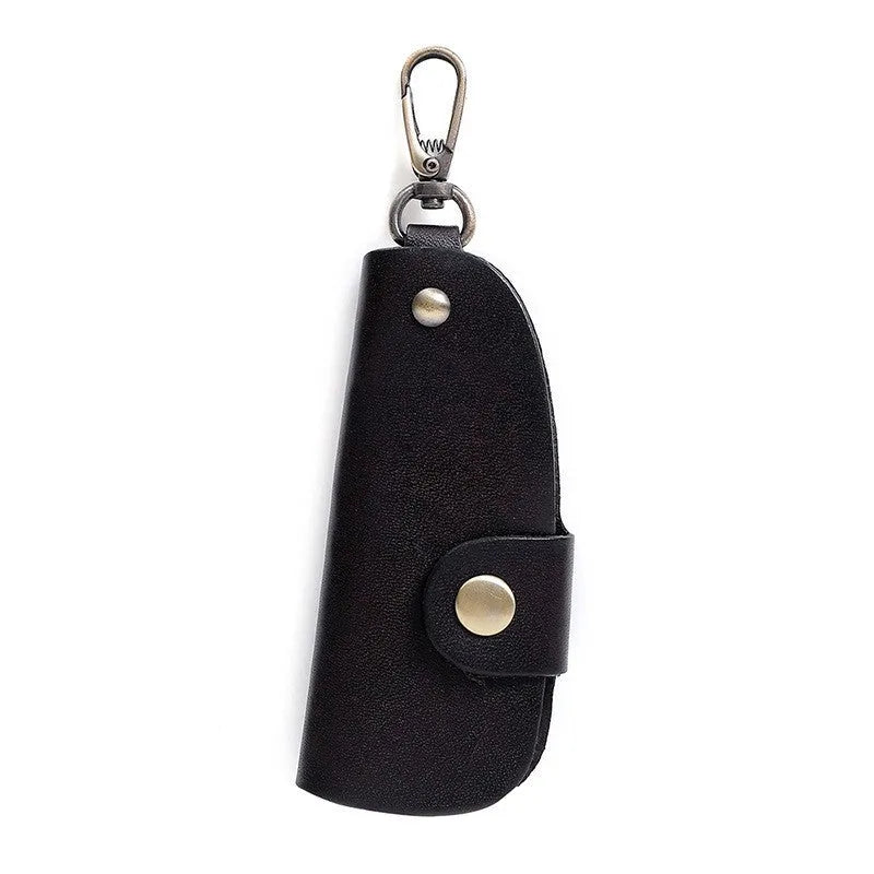 Genuine leather car key storage bag in short length with multifunctional door handmade design
