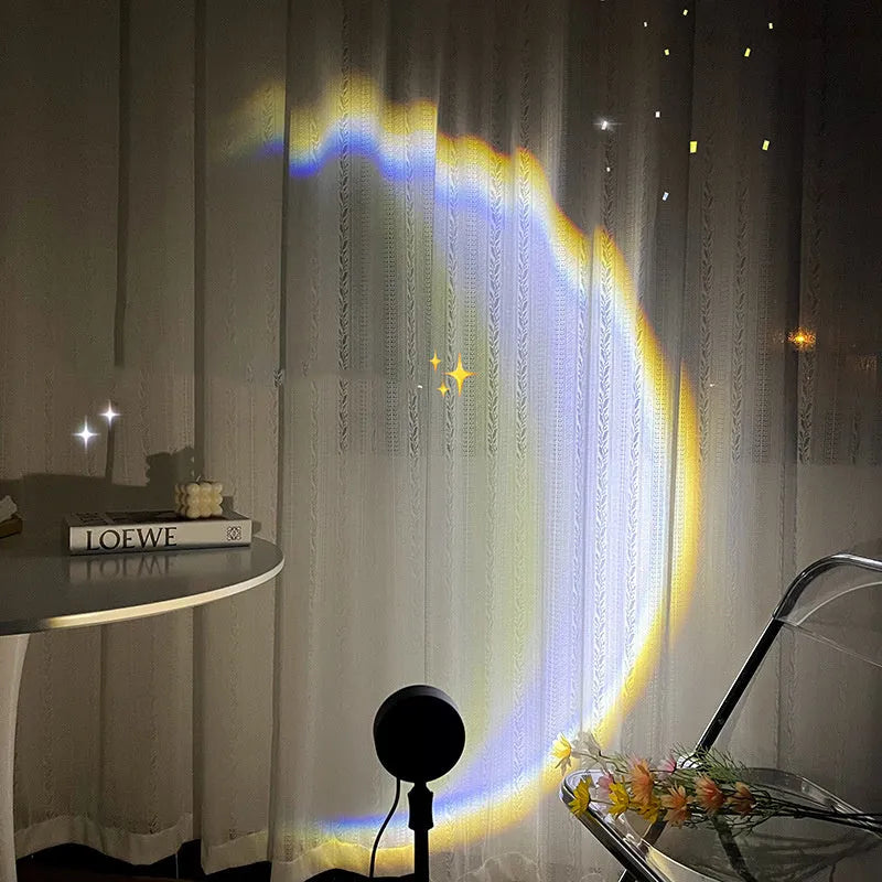 Scandinavian moon lamp with USB cable showing 360° rotation adjustment
