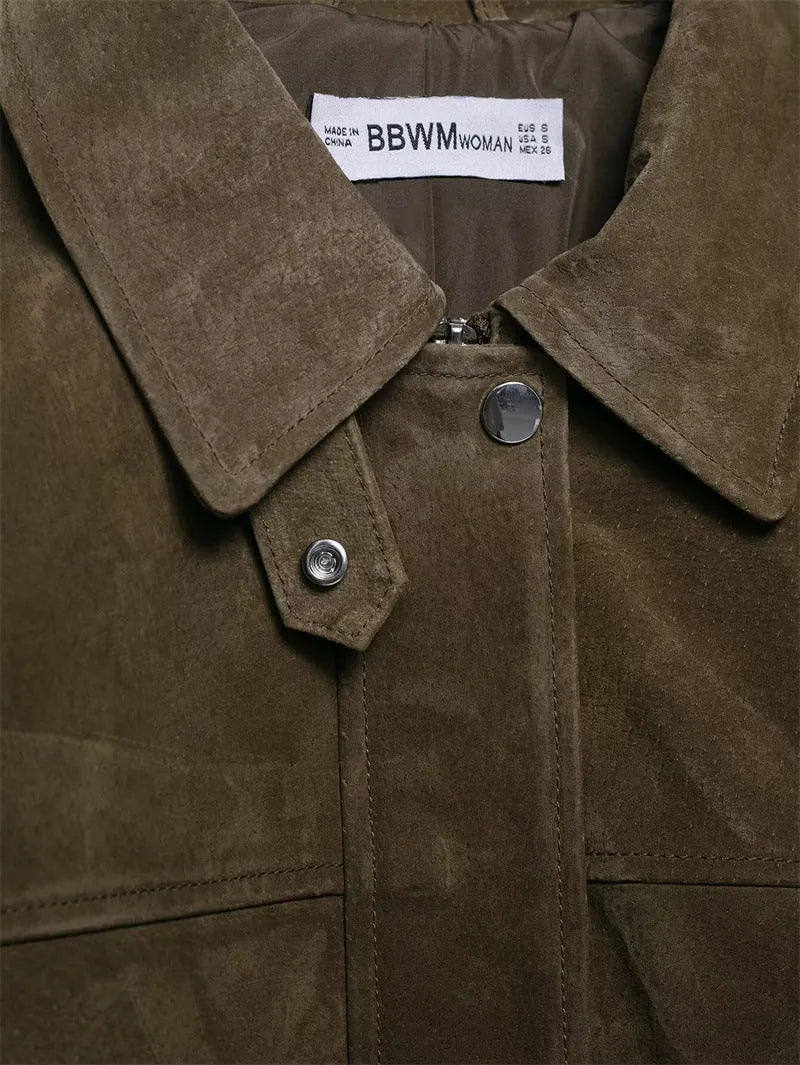 Women's PU jacket coat in medium thickness with Japanese Korean casual style, regular fit, sizes XS to L