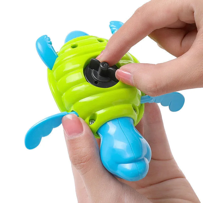 Plastic baby tortoise swimming toy for bath time water play with brain game accessory