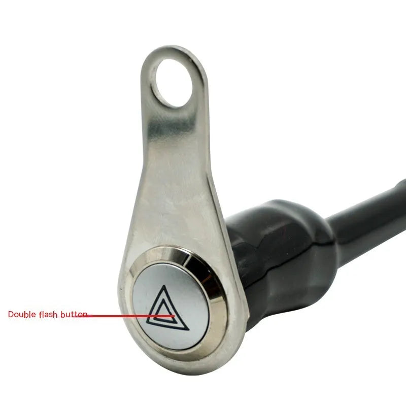 Black stainless steel motorcycle switch with double flash function and illuminated light ring for 7mm panel installation