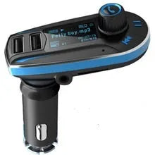 BT618C vehicle Bluetooth MP3 player with LCD screen, USB port, and 3.5mm audio jack for car audio streaming