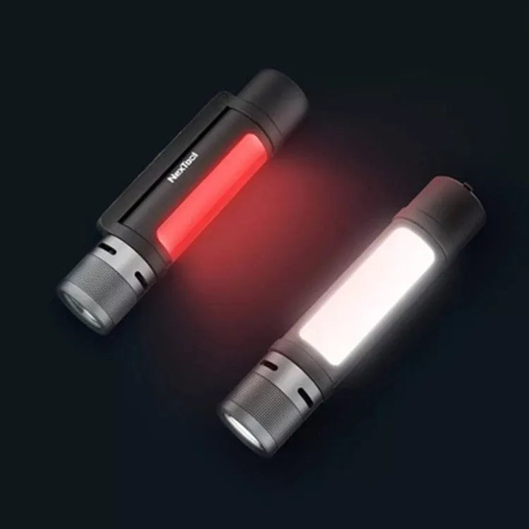 Black portable rechargeable flashlight, 34mm x 160.5mm, with Type-C charging and 1400mAh power bank