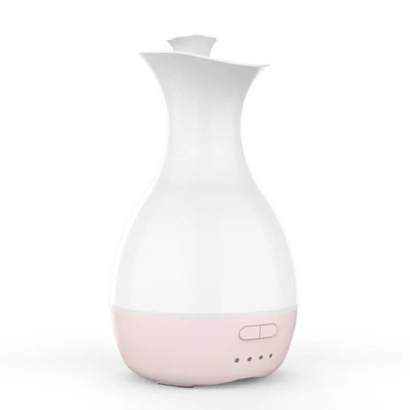 White ultrasonic aromatherapy humidifier with colourful LED night light and 200ml water tank capacity