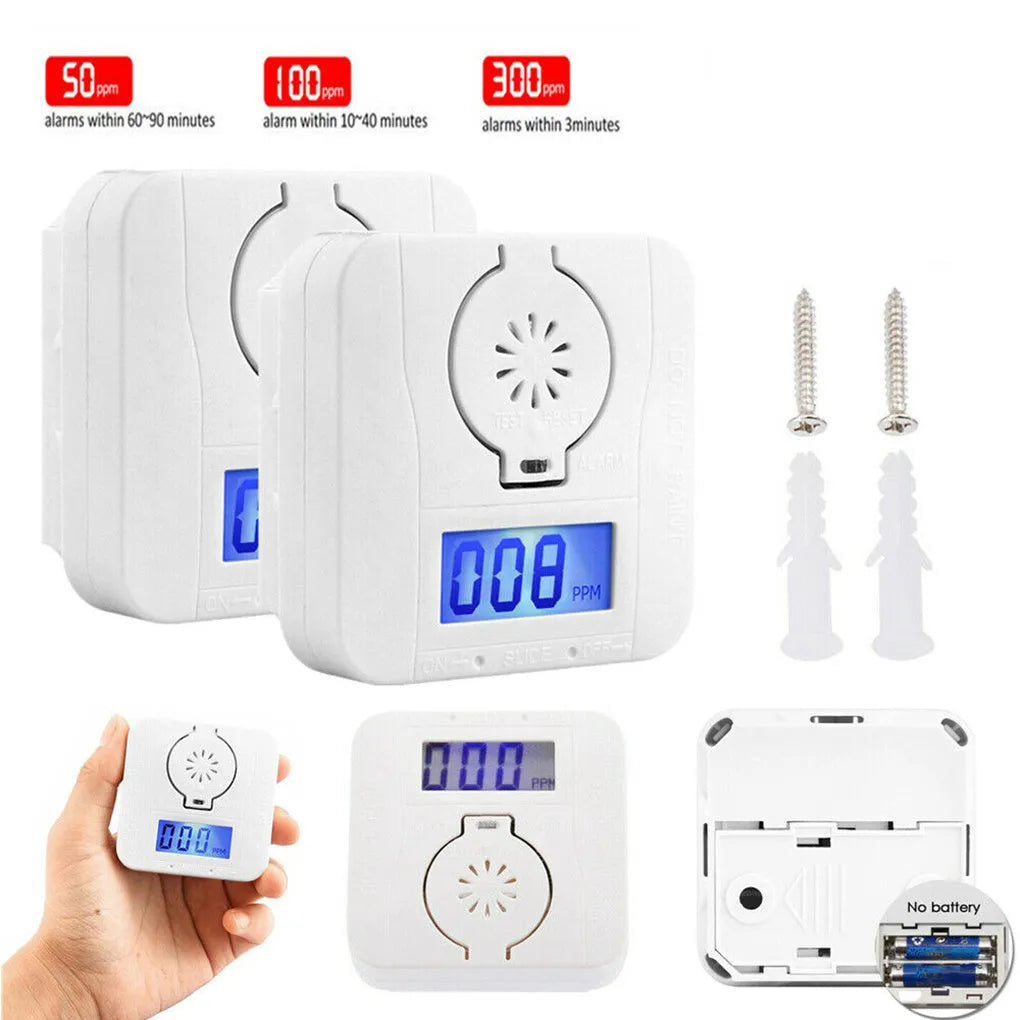 White wireless carbon monoxide alarm unit shown mounted on a wall.