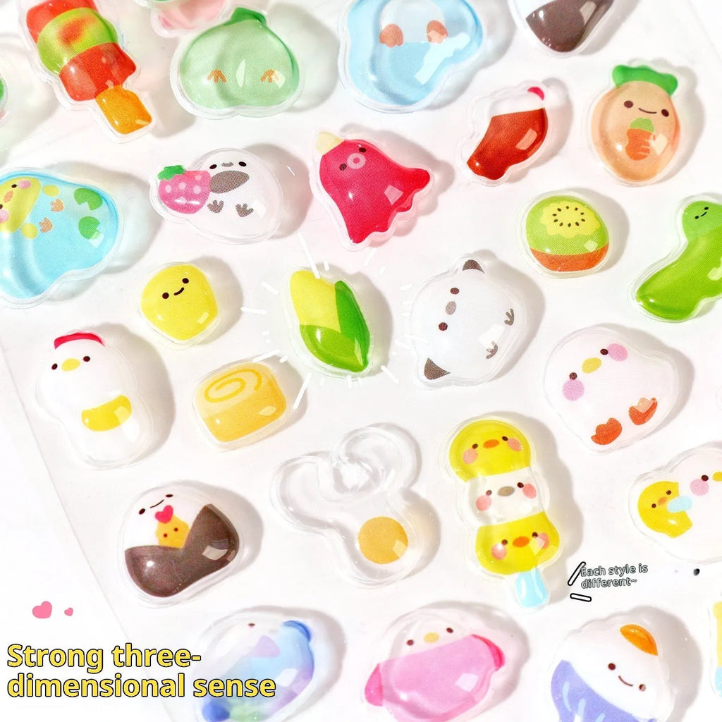 Cartoon children journal decorative stickers in PET with bear, cat, panda, rabbit, ghost, dinosaur, chick, penguin and puppy designs