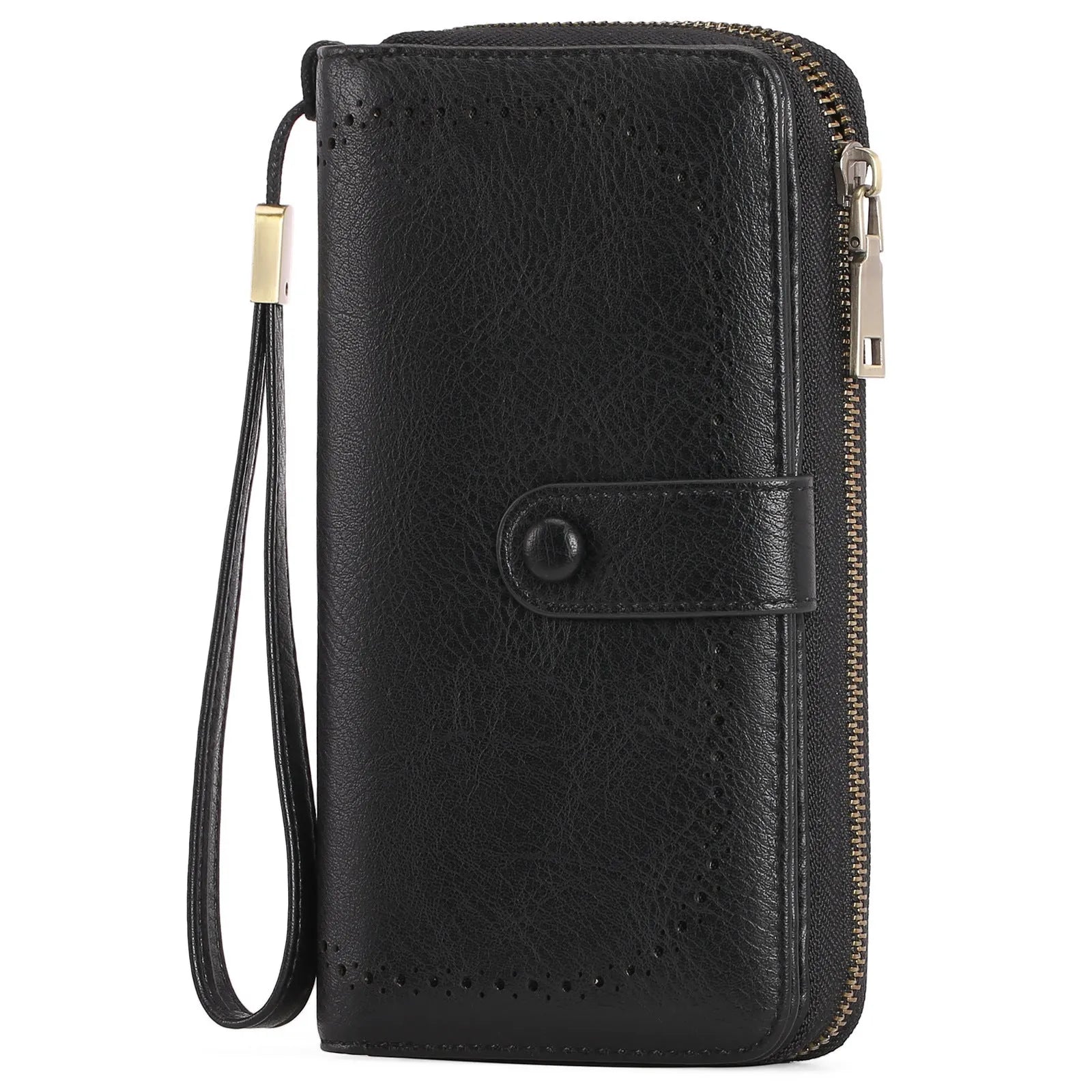 Women's expanding card holder wallet in light brown showing multiple card slots and passport sleeve