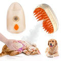 Yellow cat steam brush with silicone teeth, water storage area, and ringworm detector lamp for pet grooming