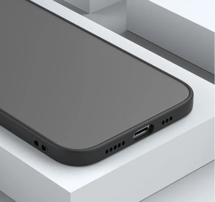Fine hole skin-sensing iPhone case with full lens protection in black, dark night green, and sea blue colours