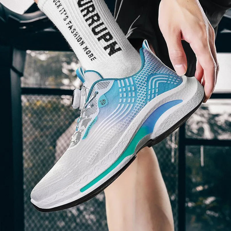 Low-top sneakers with mesh lining and rotating buckle closure in multiple colour combinations