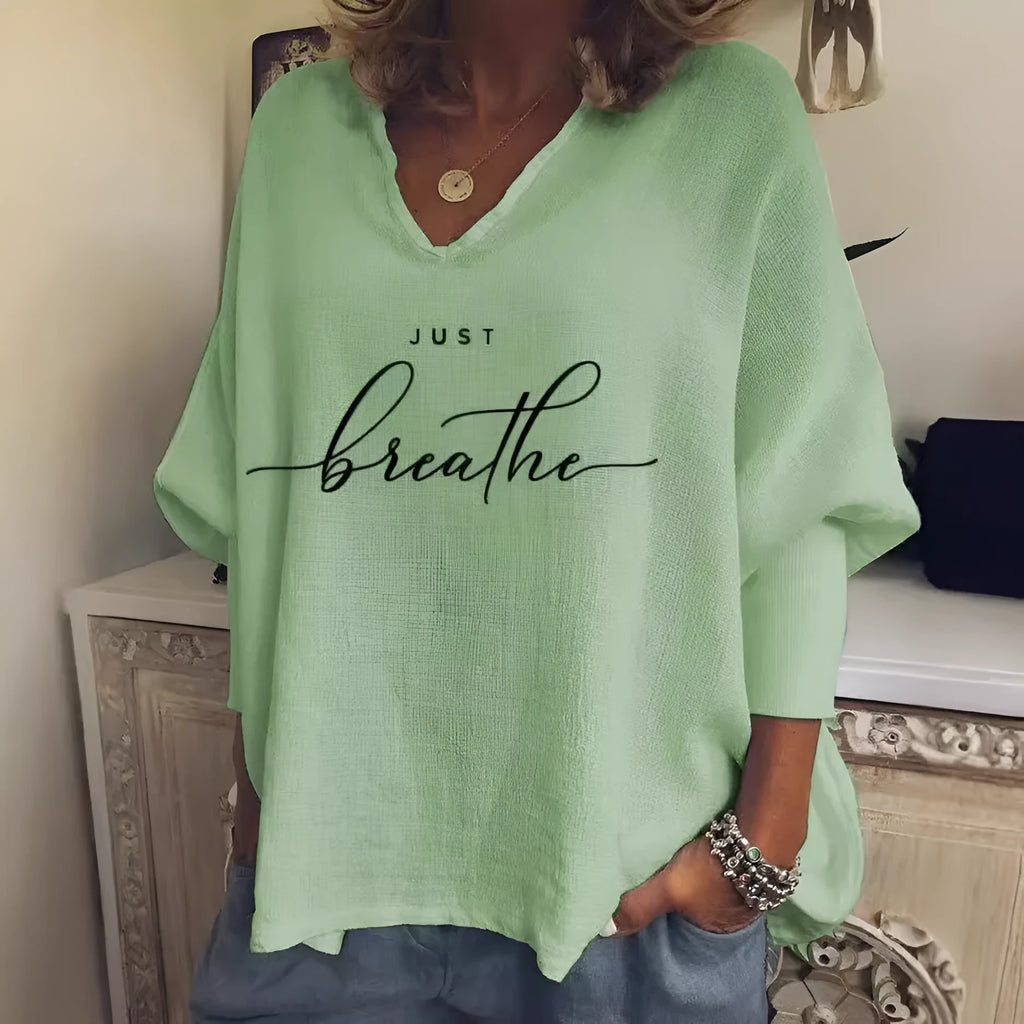 Women's V-neck long sleeve loose top in brushed milk silk fabric with spandex, hipster summer streetwear