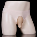 Men's ice silk underwear briefs in black with open gun egg design and low-waist cut