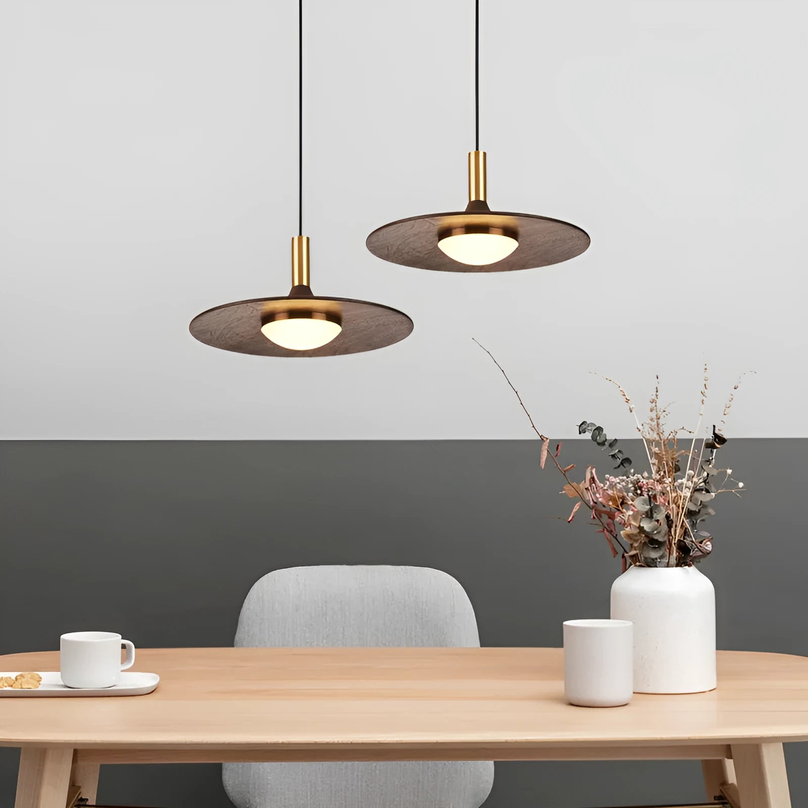 New Chinese style walnut wood bar chandelier with copper fittings and fish line design