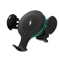 Car wireless charging stand with infrared sensor, ABS and silicone body, 250g, includes outlet and 3M adhesive brackets.