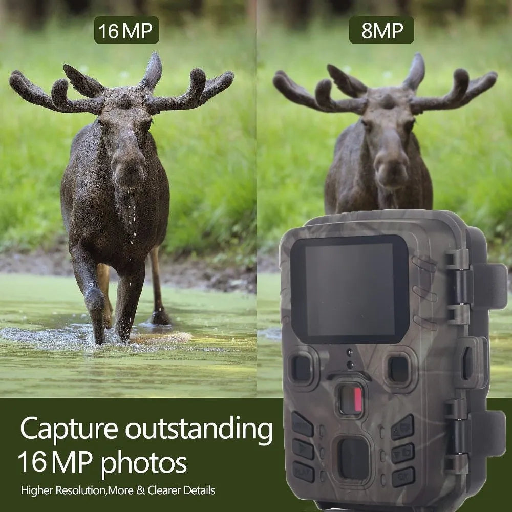 Black plastic infrared night vision monitoring device with 12-megapixel sensor and TF card slot