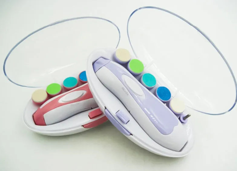 Ultra-quiet baby nail polisher with night light, four-speed settings, and ergonomic design for safe infant nail care