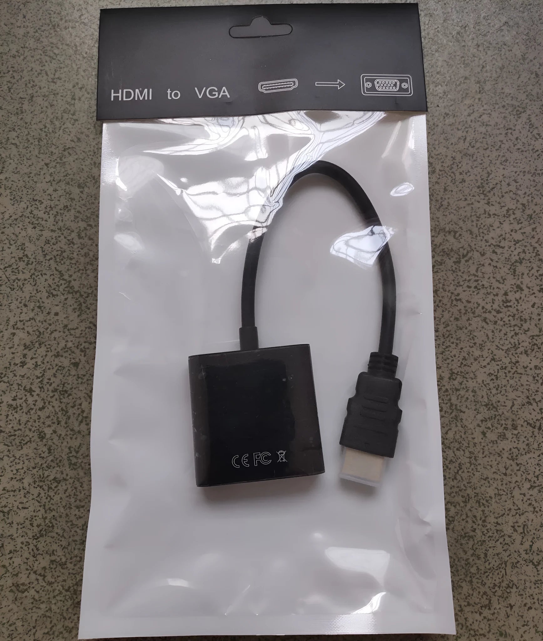 HDMI to VGA female converter cable with 0.3 metre black cable for set-top box connections