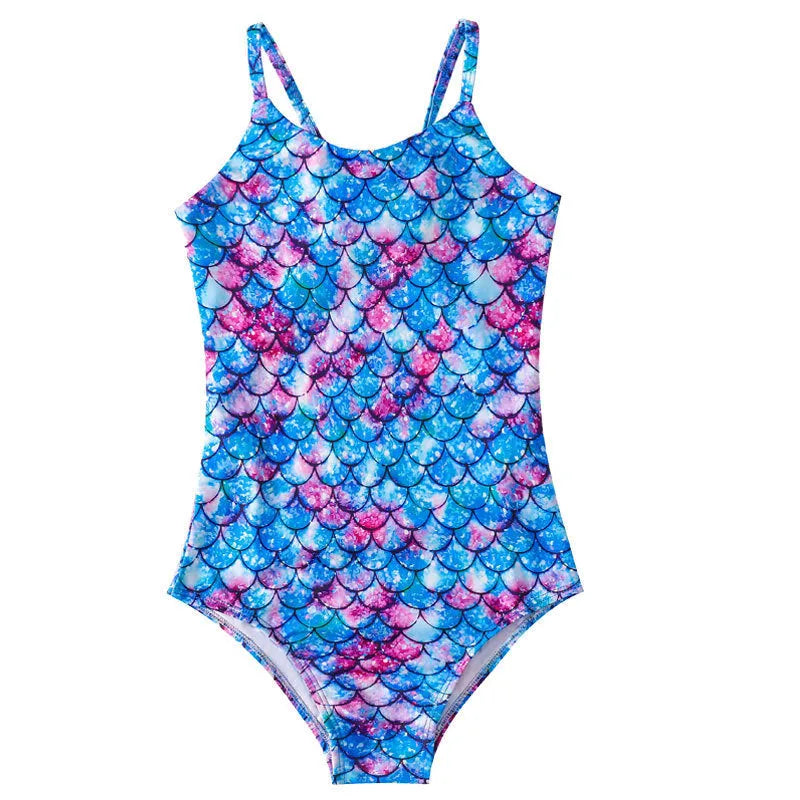 Children's mermaid one-piece swimsuit in briefs style available in multiple colours