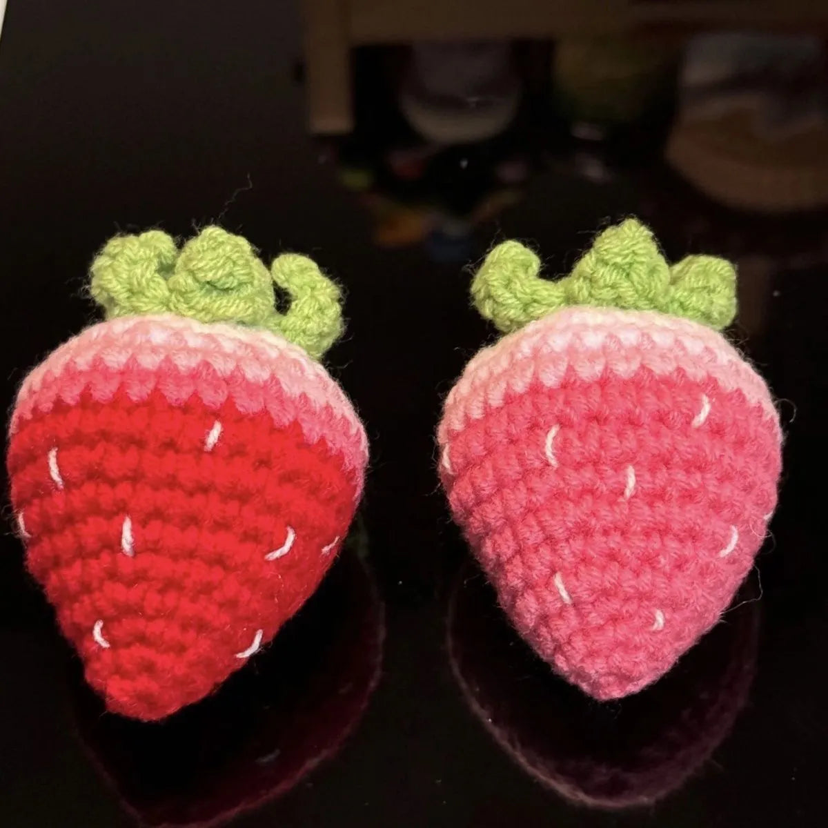 Plush strawberry pendant keychain in pink or red colour