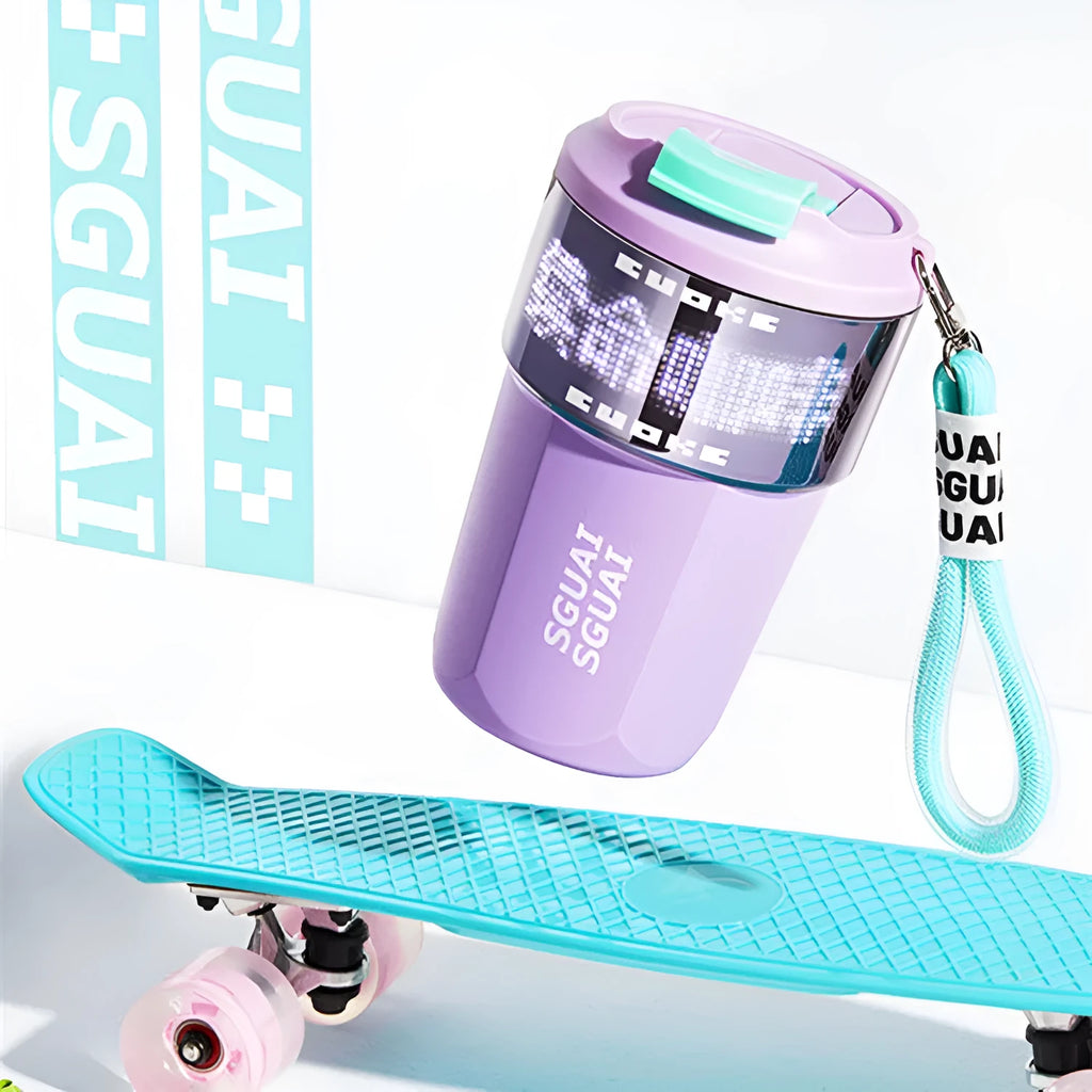 Japanese style stainless steel portable coffee cup in blue, grey, orange, purple, and white colour options