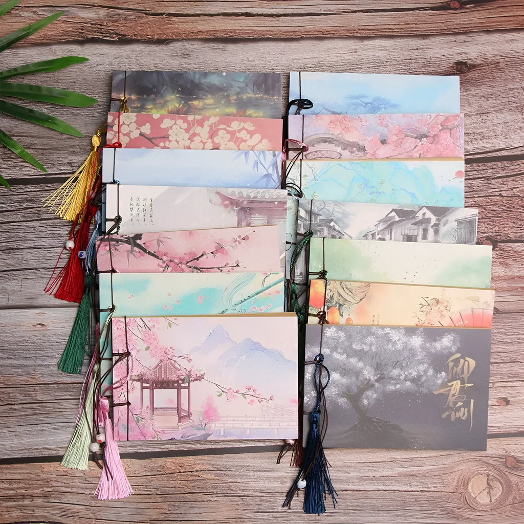 Hand-stitched kraft paper notebook with tassel, shown in a natural cover colour.