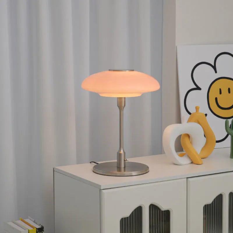 Vintage nickel plated ambient light with metal holder in choice of four colours: Golden White, Golden Orange, Pink, White