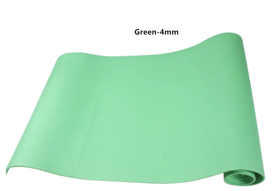 EVA yoga mat in blue with anti-skid surface, showing 173 cm length and 61 cm width dimensions