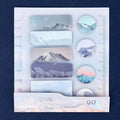 PP bottom plate sticky note index sticker set showing five sizes including loose-leaf ruler and post-it notes