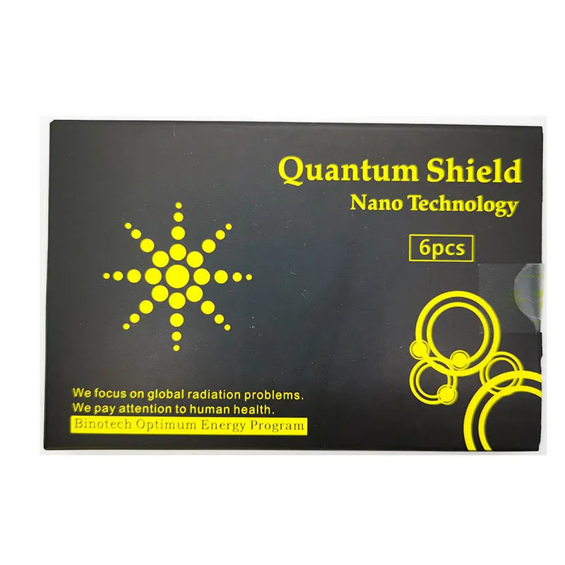 Six gold and silver anti-radiation phone stickers on backing sheet