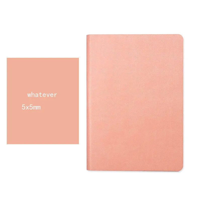 Blue soft cover A5 dotted notebook with imitation leather and secure plastic binding
