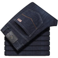 Men's high elasticity stretch jeans in loose plus size business casual fit with straight leg