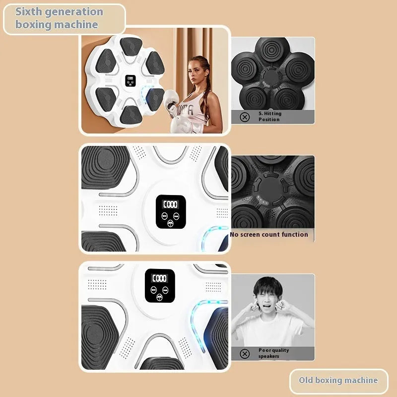 Smart music boxing machine wall target with LED display and boxing gloves