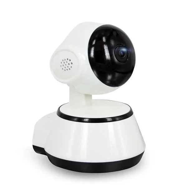 White WiFi baby monitor camera with 720P HD, night vision, two-way audio, and pan tilt