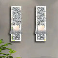 Silver mirror glass wall-mounted candle holders measuring 10x11x38cm with modern design